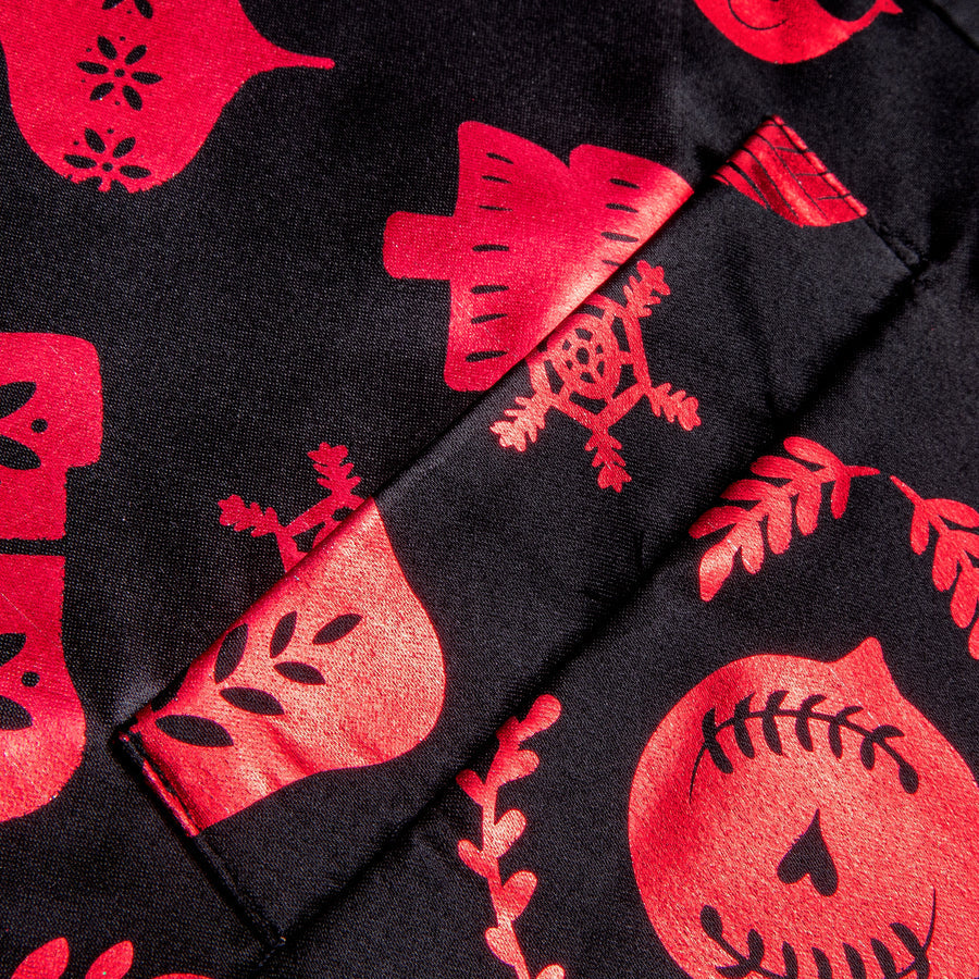 Christmas Black Red Deer Novelty Jacquard Silk Vest Set vest set - Sophisticated Gentlemen