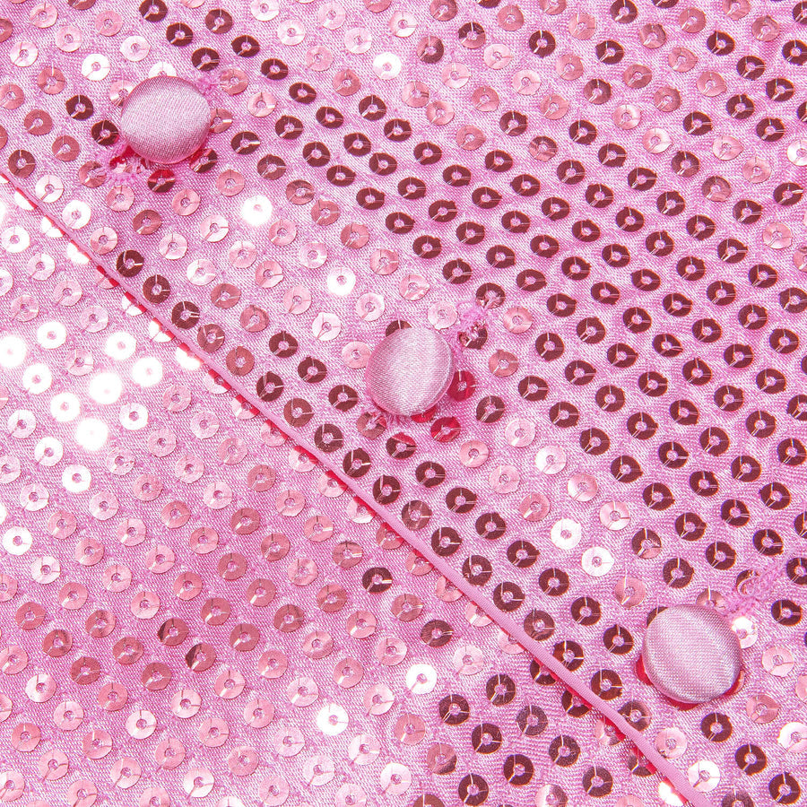 Shining Taffy Pink Sequins Bowtie Vest Set vest set - Sophisticated Gentlemen