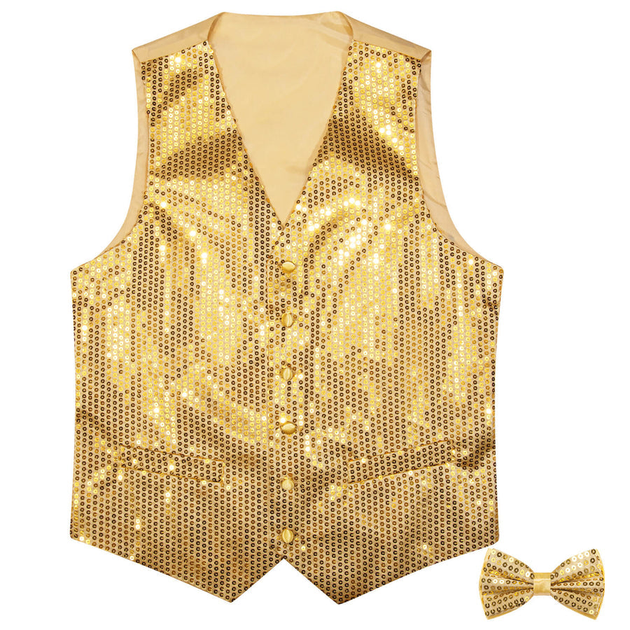 Shining Gold Sequins Bowtie Vest Set vest set - Sophisticated Gentlemen