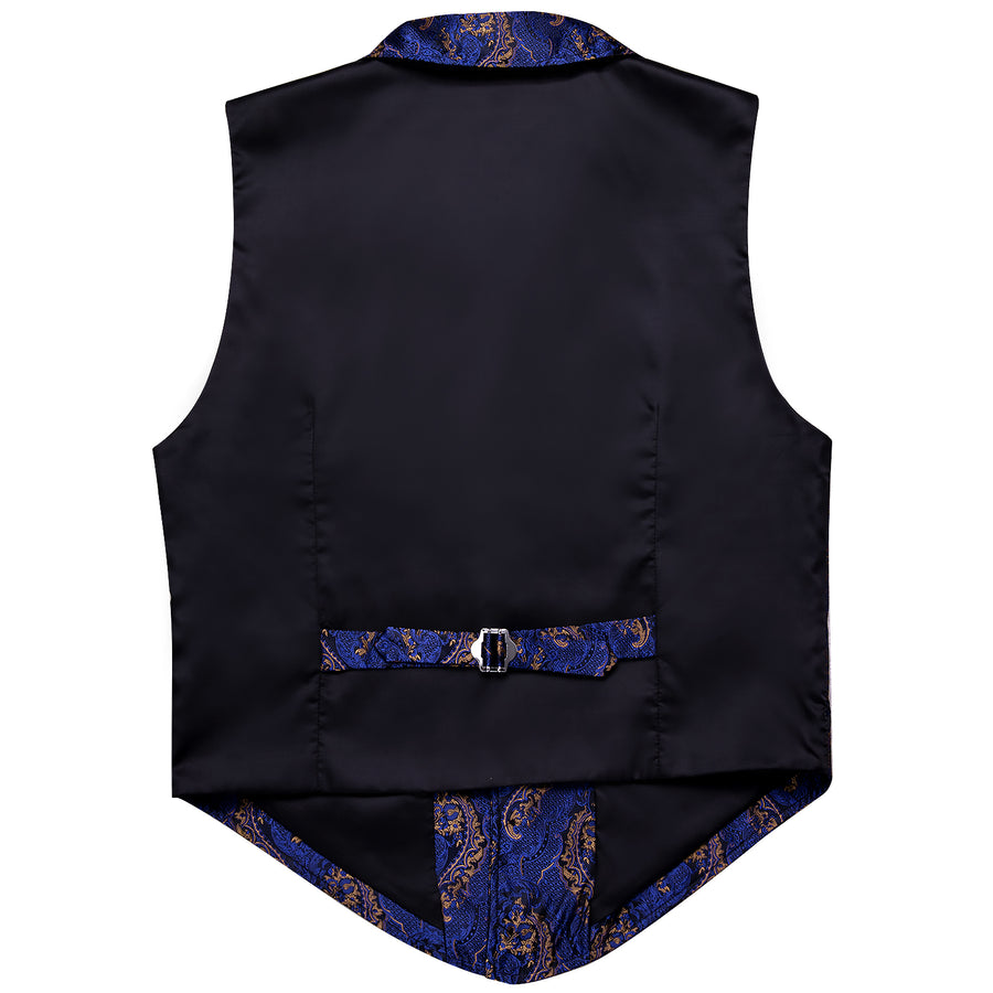 Royal Blue Paisley Jacquard Men's Collar Victorian Vest Set vest set - Sophisticated Gentlemen