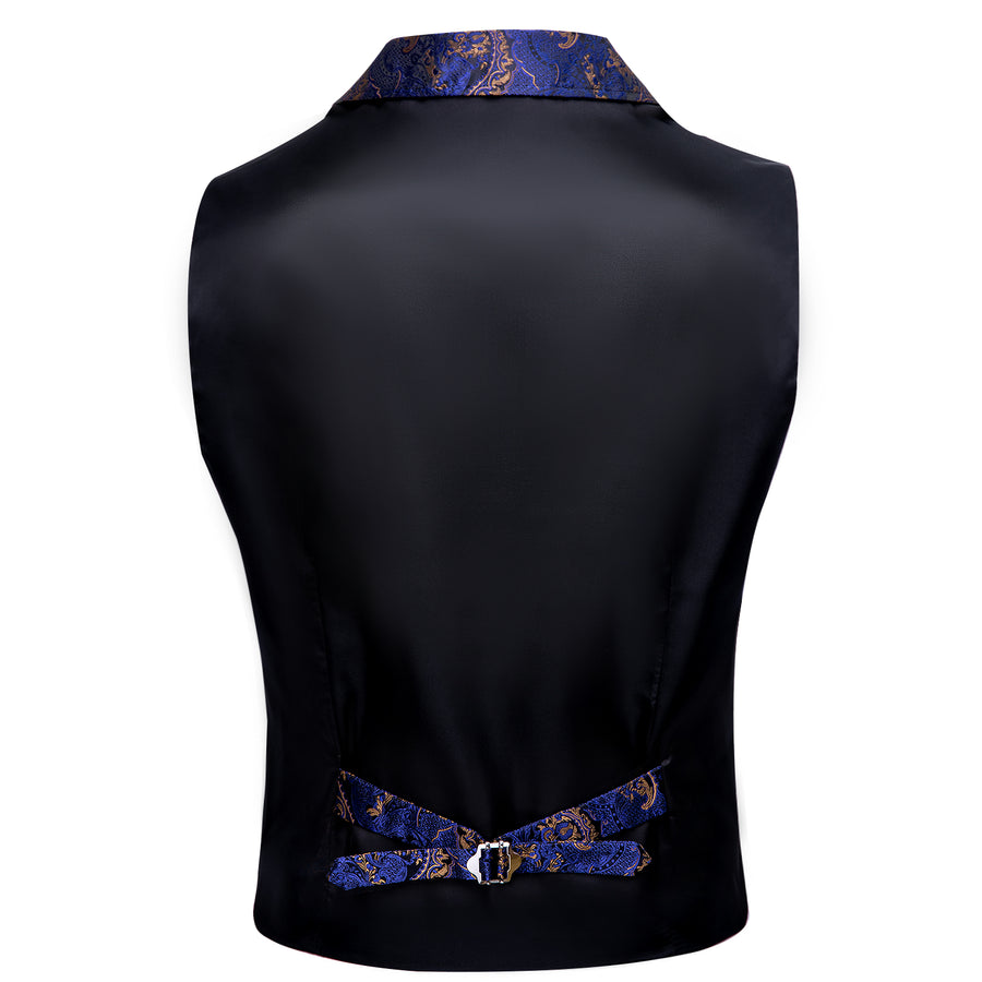 Royal Blue Paisley Jacquard Men's Collar Victorian Vest Set vest set - Sophisticated Gentlemen