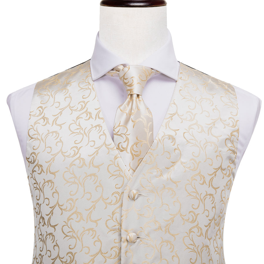 Simple Champagne Floral Vest Set vest set - Sophisticated Gentlemen