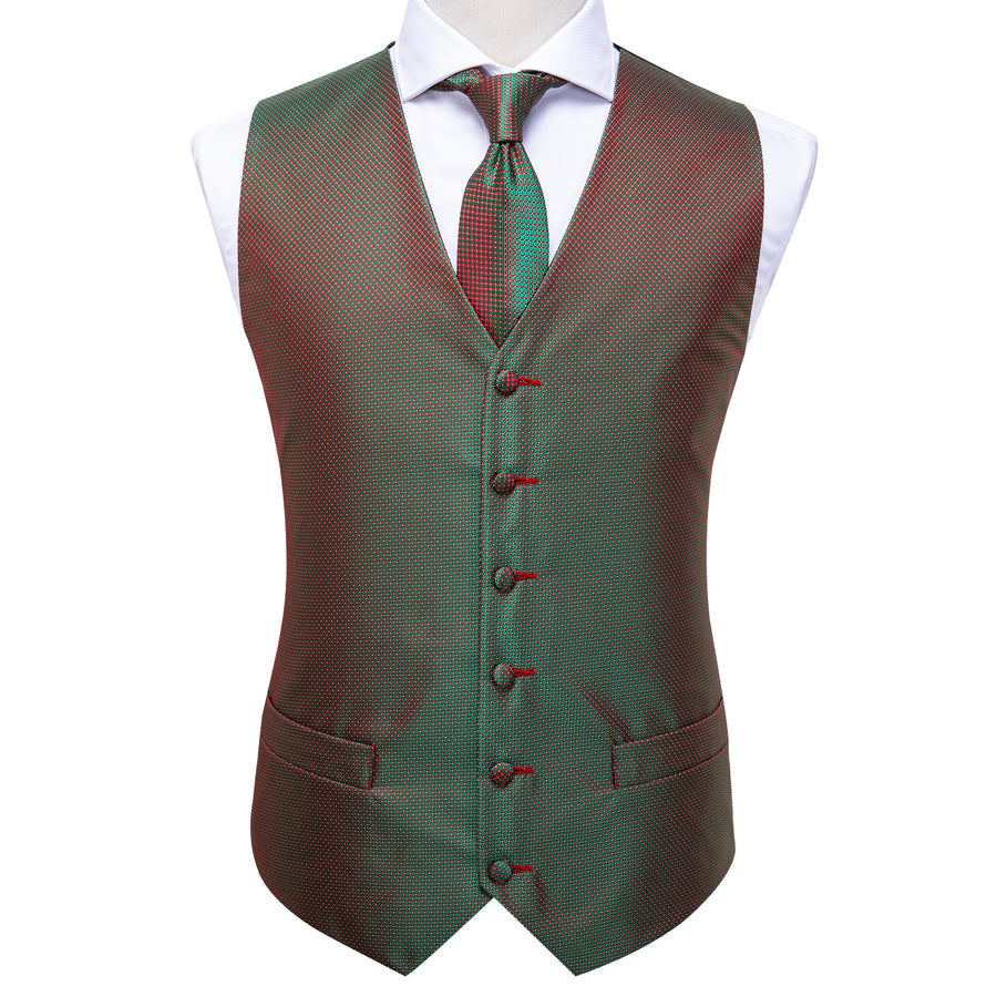 Simple Green Red Plaid Vest Set vest set - Sophisticated Gentlemen