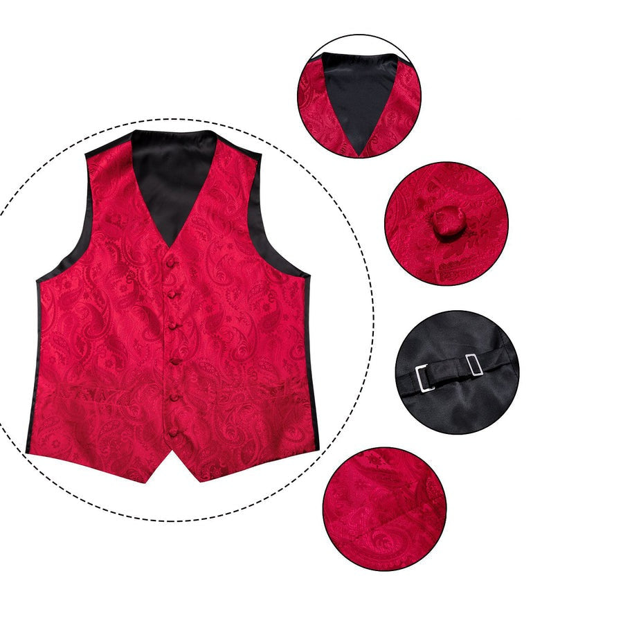 Luxury Red Paisley Silk Vest Set vest set - Sophisticated Gentlemen