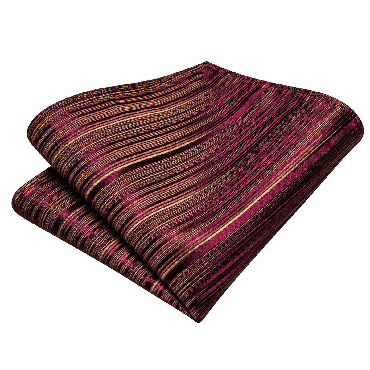 Burgundy and Gold Striped Silk Tie, Pocket Square and Cufflinks tie sets - Sophisticated Gentlemen