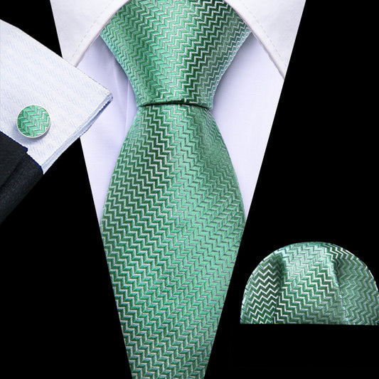 Mint Green Silk Tie, Pocket Square and Cufflinks tie sets    - Sophisticated Gentlemen