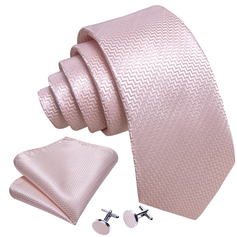 Light Pink Ornament XL Tie, Pocket Square and Cufflinks tie sets - Sophisticated Gentlemen