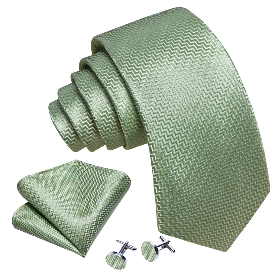 Avocado Green Ornament XL Tie, Pocket Square and Cufflinks tie sets - Sophisticated Gentlemen