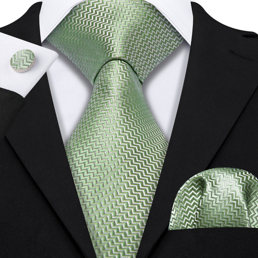 Avocado Green Ornament XL Tie, Pocket Square and Cufflinks tie sets - Sophisticated Gentlemen