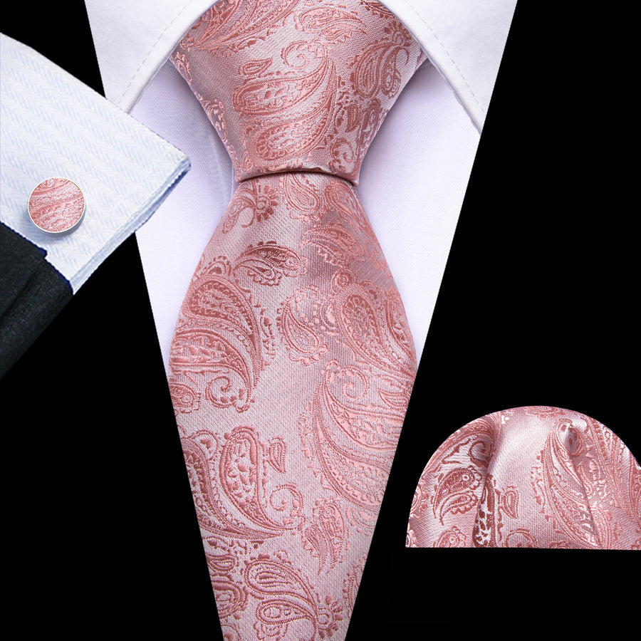 Coral Paisley XL Tie, Pocket Square and Cufflinks tie sets - Sophisticated Gentlemen
