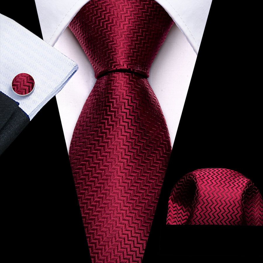 Red Ornament XL Tie, Pocket Square and Cufflinks tie sets - Sophisticated Gentlemen