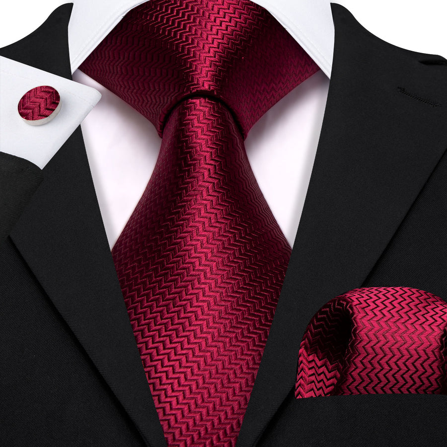 Red Ornament XL Tie, Pocket Square and Cufflinks tie sets - Sophisticated Gentlemen