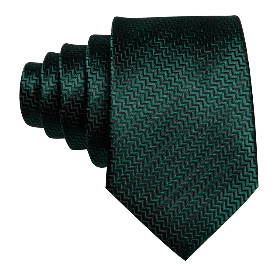 Dark Green Silk XL Tie, Pocket Square and Cufflinks tie sets - Sophisticated Gentlemen