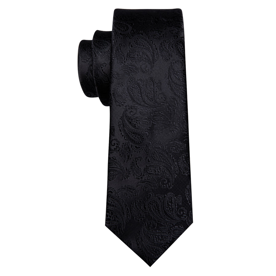Black Paisley XL Tie, Pocket Square and Cufflinks tie sets - Sophisticated Gentlemen