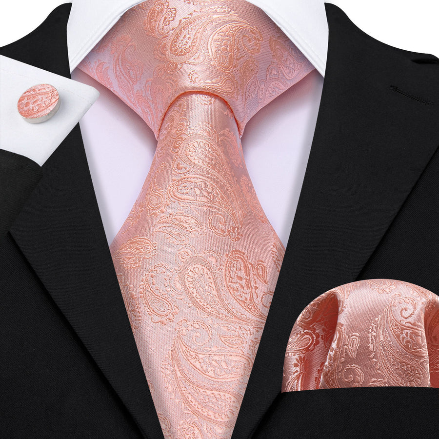Rose Pink Paisley XL Tie, Pocket Square and Cufflinks tie sets - Sophisticated Gentlemen