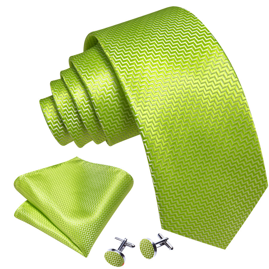Bright Yellow Green Ornament XL Tie, Pocket Square and Cufflinks tie sets - Sophisticated Gentlemen