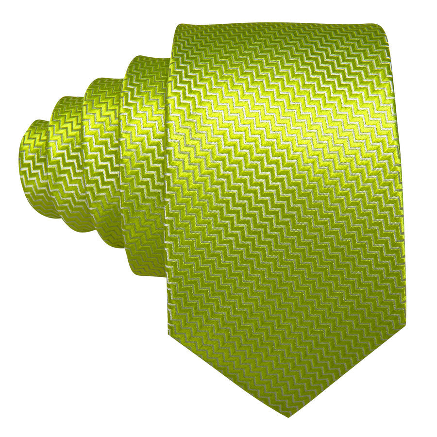 Bright Yellow Green Ornament XL Tie, Pocket Square and Cufflinks tie sets - Sophisticated Gentlemen