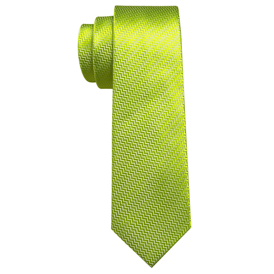 Bright Yellow Green Ornament XL Tie, Pocket Square and Cufflinks tie sets - Sophisticated Gentlemen