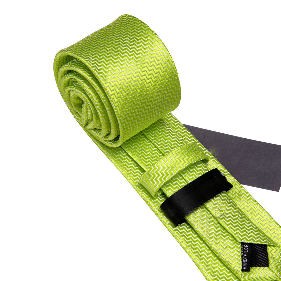 Bright Yellow Green Ornament XL Tie, Pocket Square and Cufflinks tie sets - Sophisticated Gentlemen