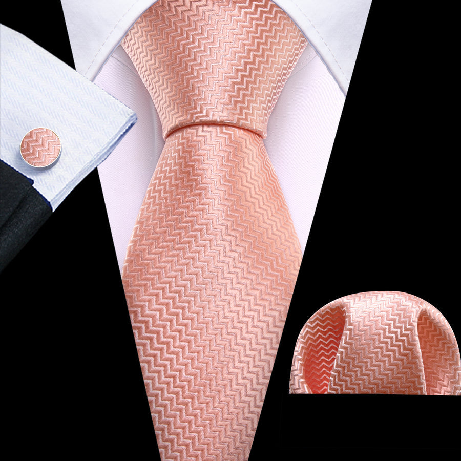 Pastel Pink Ornament XL Tie, Pocket Square and Cufflinks tie sets - Sophisticated Gentlemen