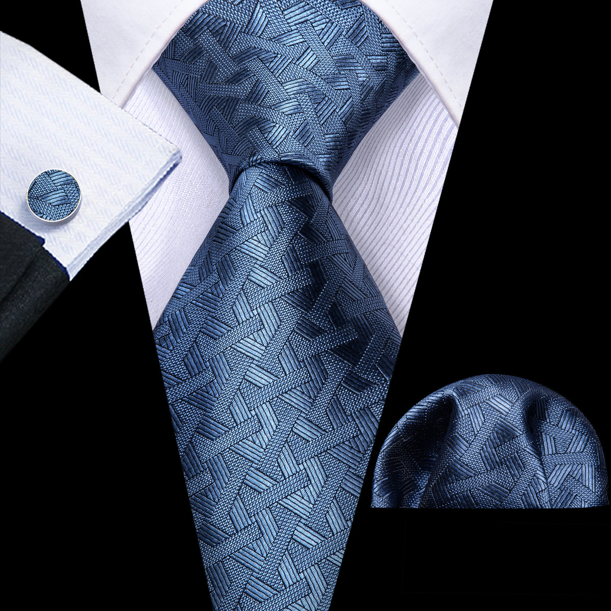 Acid Blue Solid Tie, Pocket Square and Cufflinks Set tie sets - Sophisticated Gentlemen