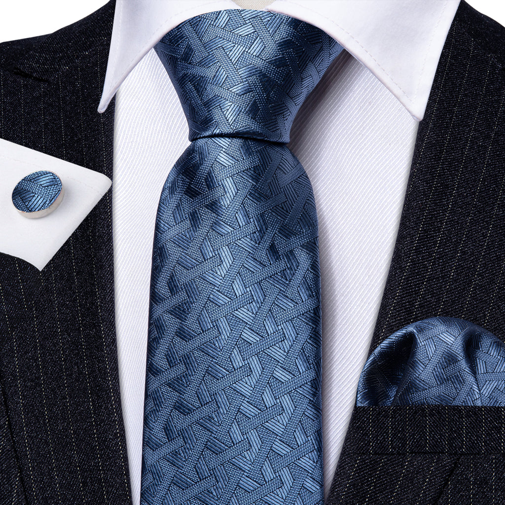 Acid Blue Solid Tie, Pocket Square and Cufflinks Set tie sets - Sophisticated Gentlemen