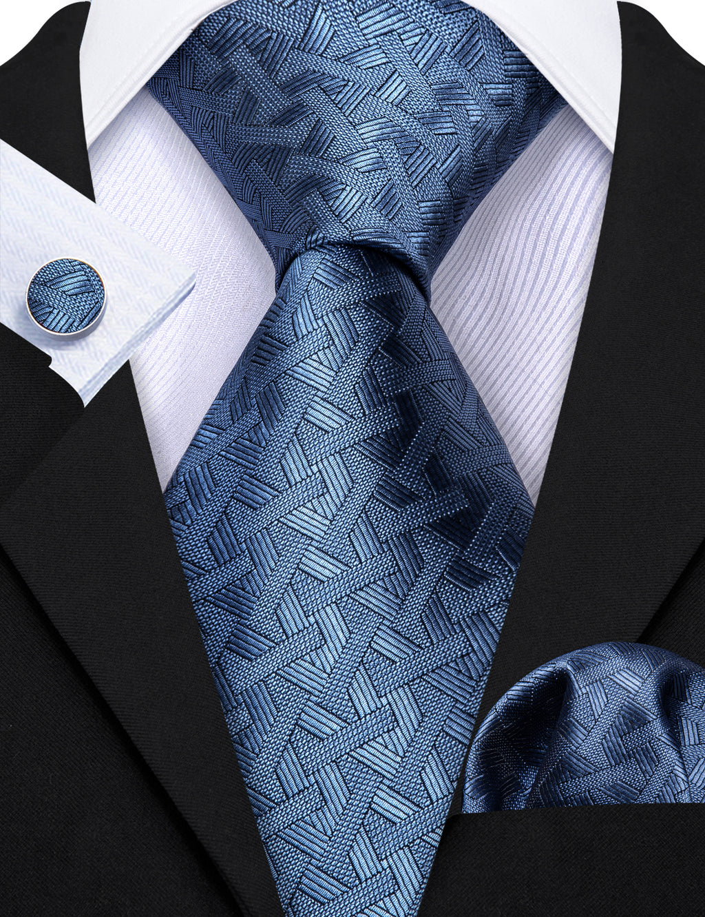 Acid Blue Solid Tie, Pocket Square and Cufflinks Set tie sets - Sophisticated Gentlemen
