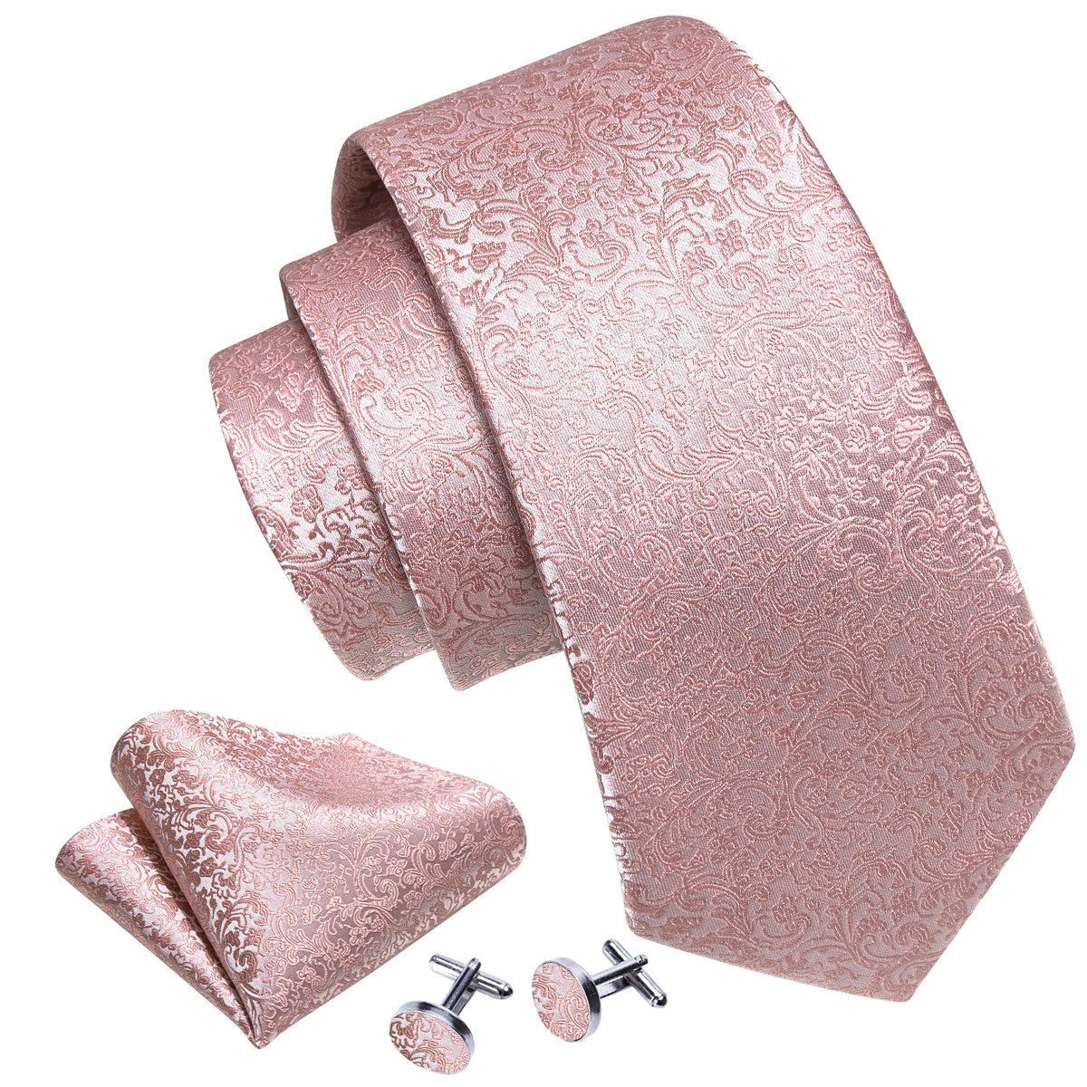 Pink Paisley Tie, Pocket Square and Cufflinks Set tie sets - Sophisticated Gentlemen