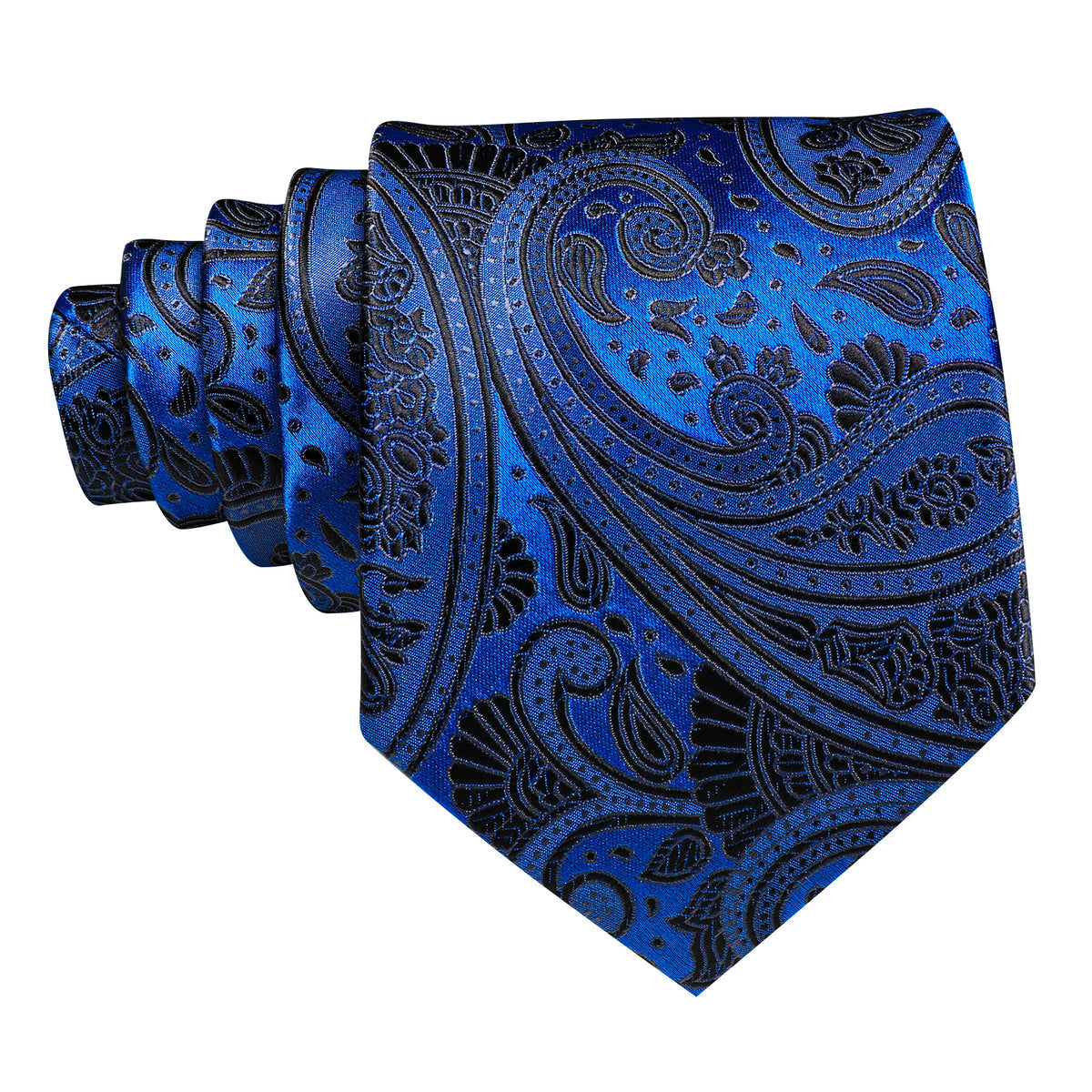 Blue Black Silk Paisley Tie, Pocket Square and Cufflinks Set tie sets - Sophisticated Gentlemen