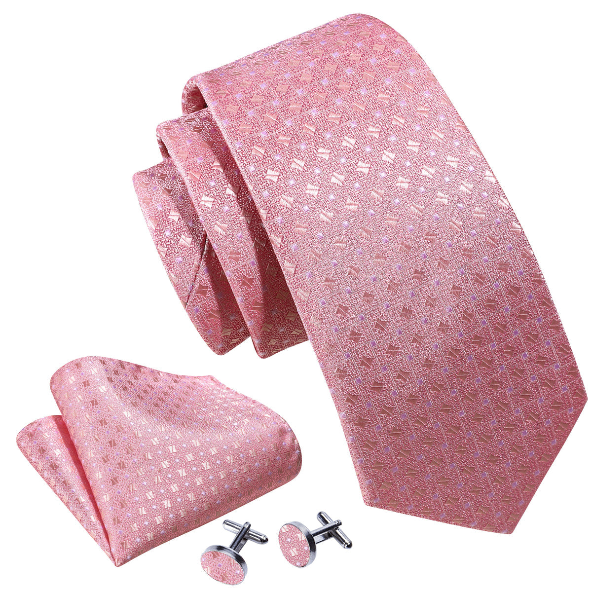 Pink Novelty Silk Tie, Pocket Square and Cufflinks Set tie sets - Sophisticated Gentlemen