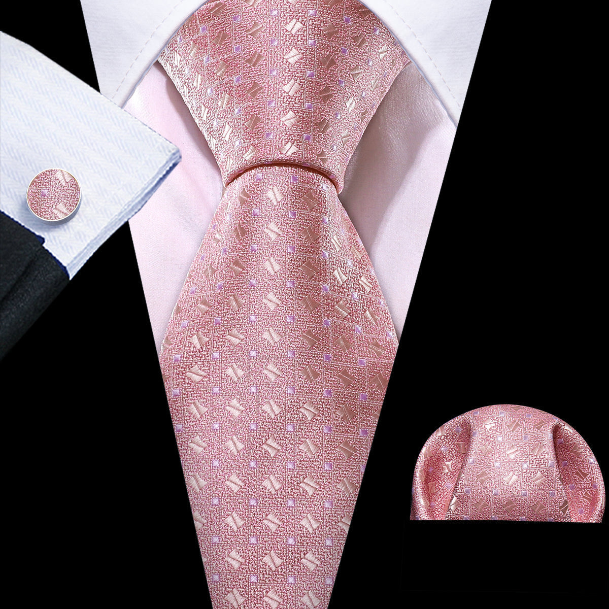 Pink Novelty Silk Tie, Pocket Square and Cufflinks Set tie sets - Sophisticated Gentlemen