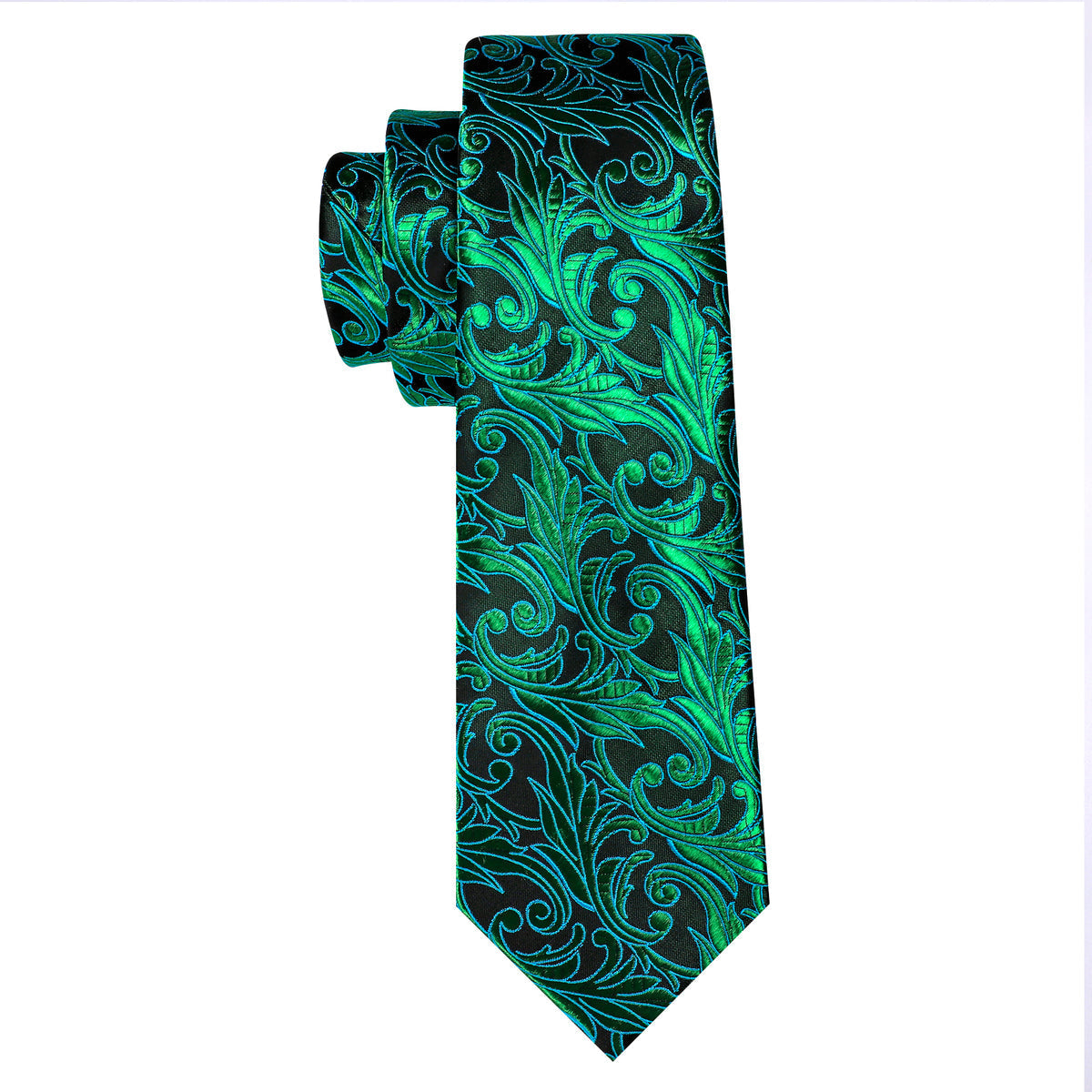 Green Black Paisley Tie, Pocket Square and Cufflinks Set tie sets    - Sophisticated Gentlemen