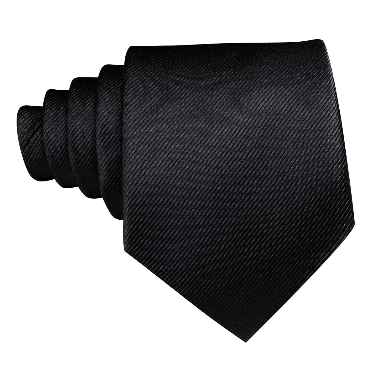 Black Solid Silk Tie, Pocket Square and Cufflinks Set tie sets - Sophisticated Gentlemen