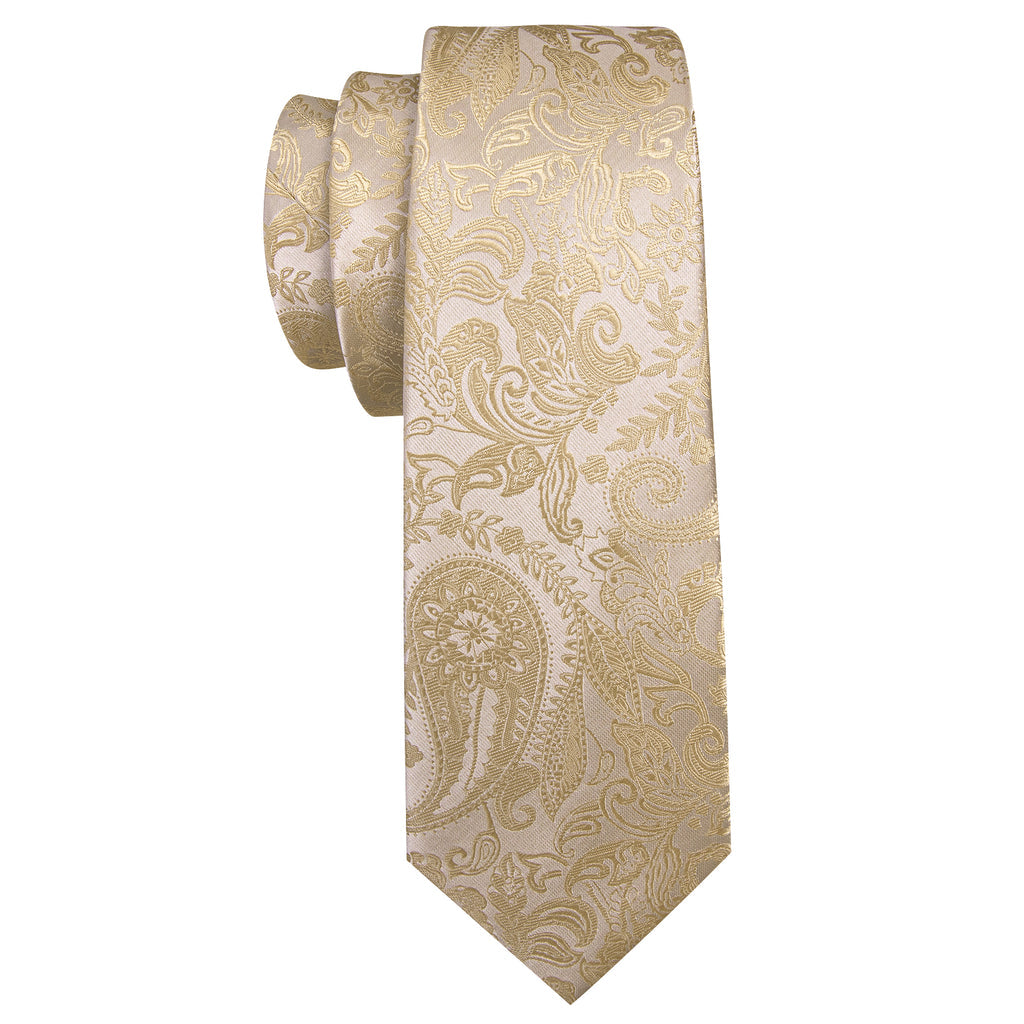 Papaya Whip Paisley Silk Tie, Pocket Square and Cufflinks Set tie sets - Sophisticated Gentlemen