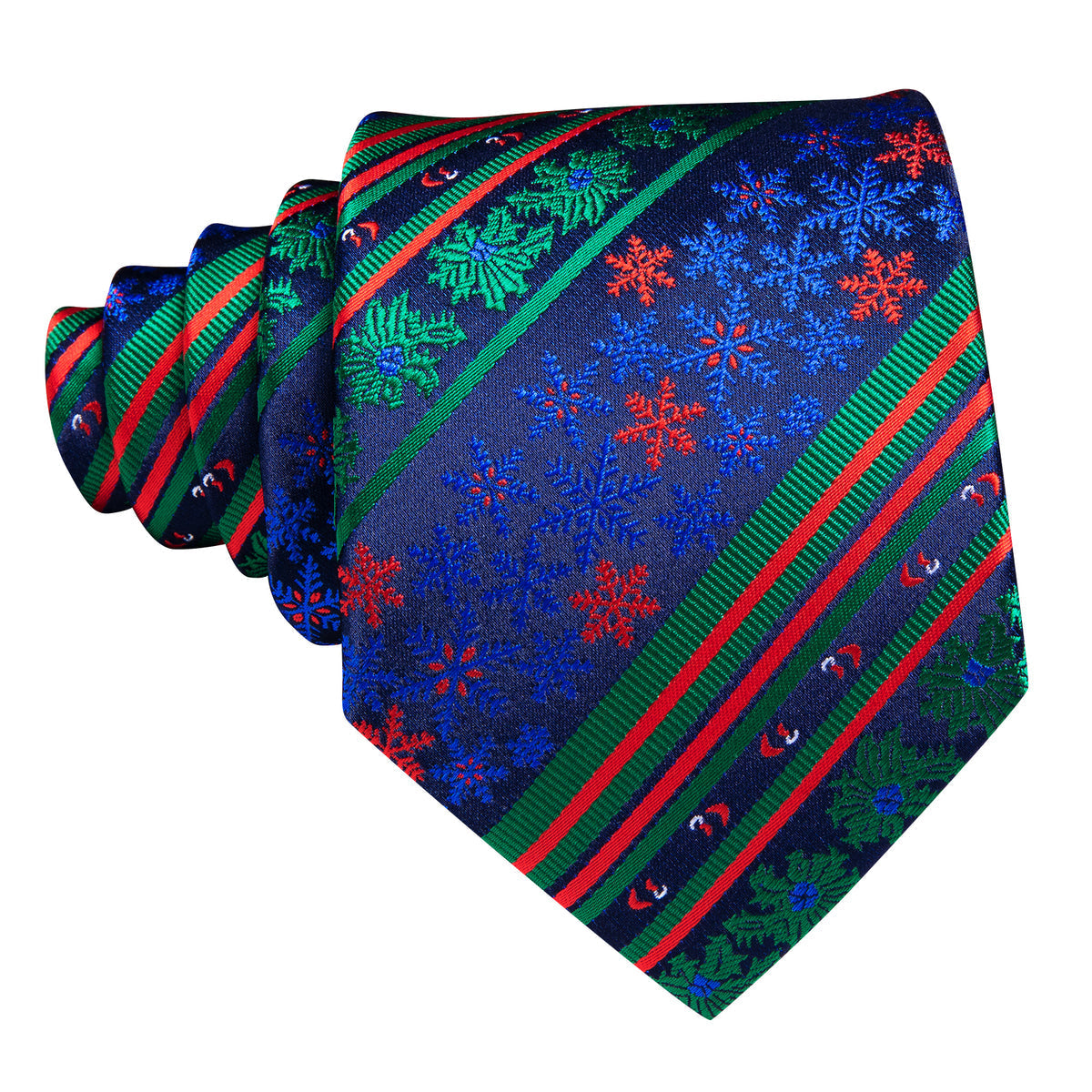 Blue Green Christmas Striped Floral Tie, Pocket Square and Cufflinks Set tie sets - Sophisticated Gentlemen
