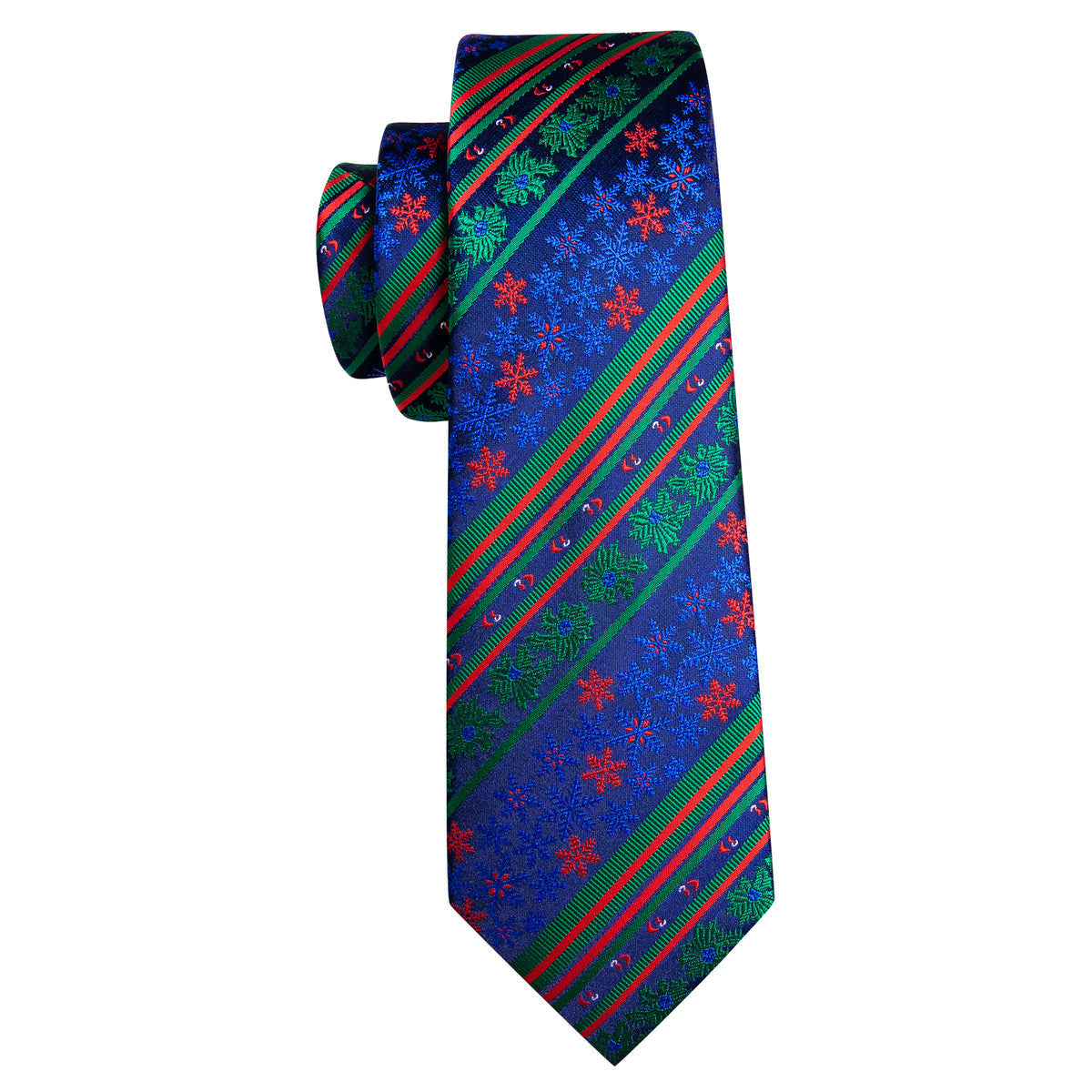 Blue Green Christmas Striped Floral Tie, Pocket Square and Cufflinks Set tie sets - Sophisticated Gentlemen
