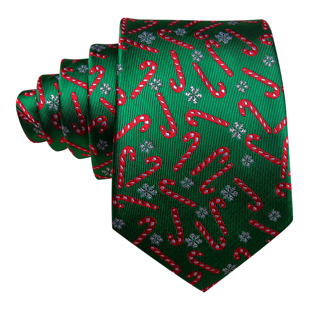 Green Red Christmas Crutch Tie, Pocket Square and Cufflinks Set tie sets - Sophisticated Gentlemen