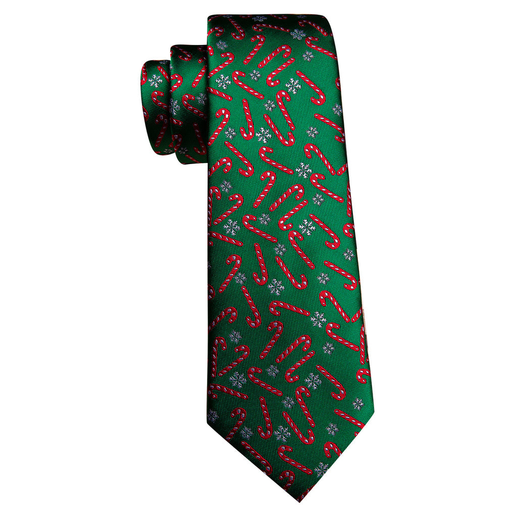 Green Red Christmas Crutch Tie, Pocket Square and Cufflinks Set tie sets - Sophisticated Gentlemen