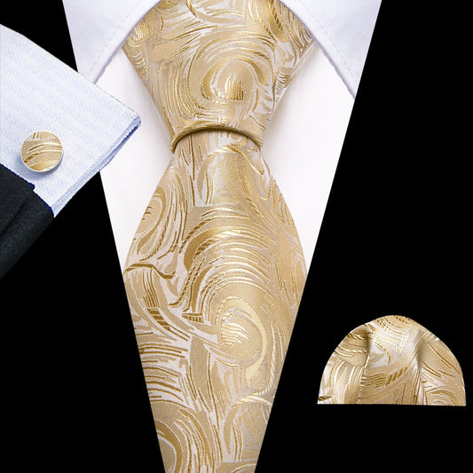 Champagne and Gold Abstract Silk Tie Set tie sets    - Sophisticated Gentlemen
