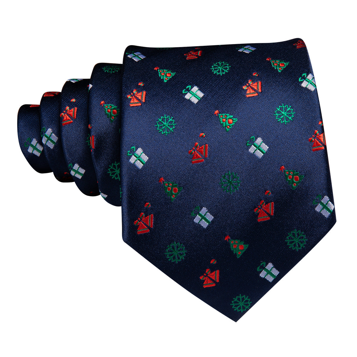 Blue Red Christmas Pattern Tie, Pocket Square and Cufflinks Set tie sets - Sophisticated Gentlemen