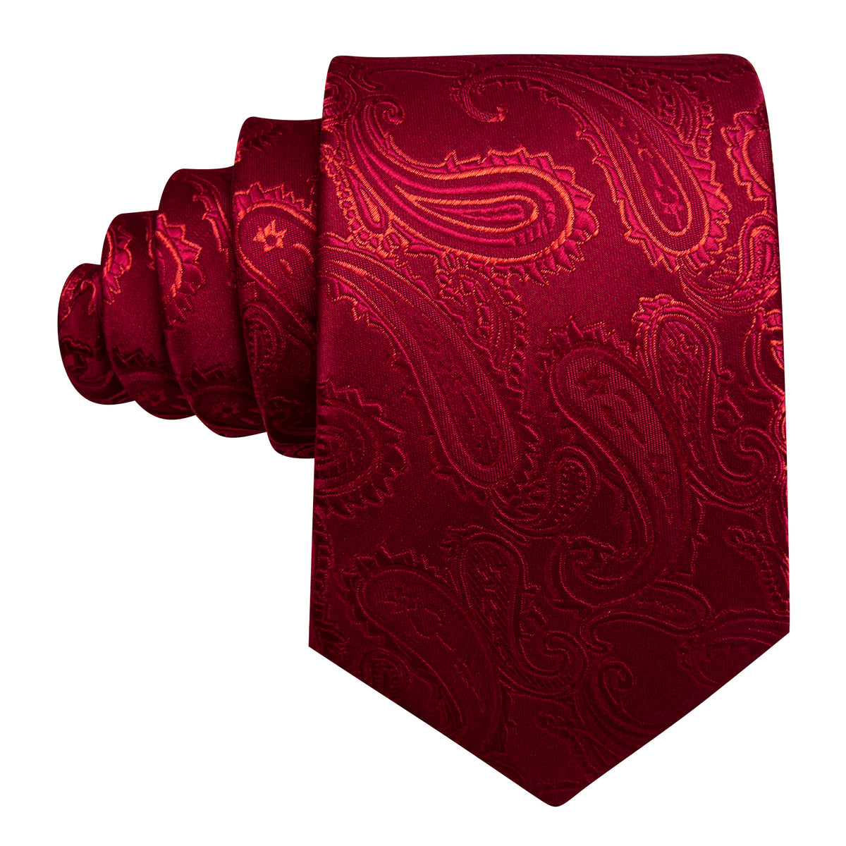 Red Paisley Silk Tie, Pocket Square and Cufflinks Set tie sets - Sophisticated Gentlemen