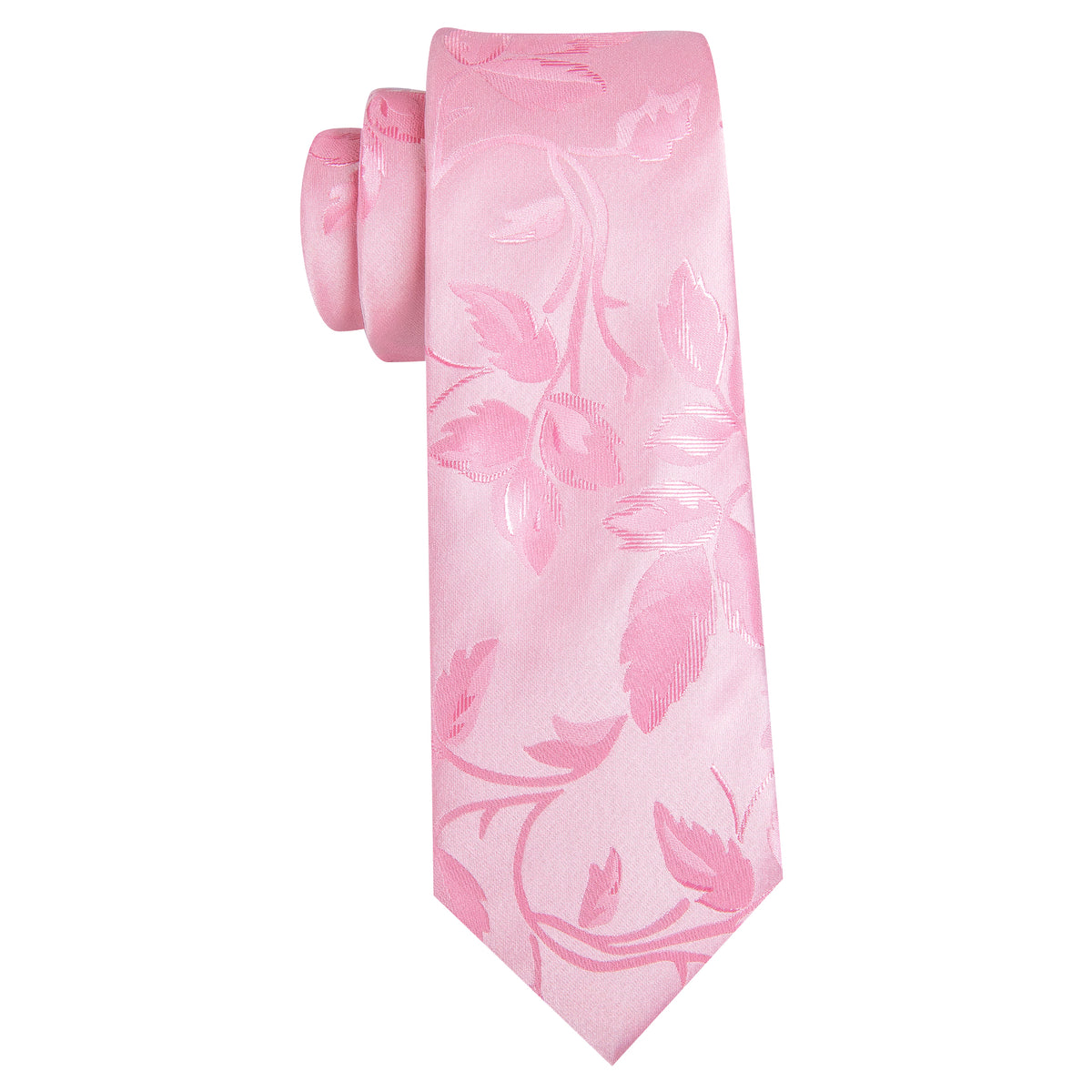 Pink Leaf Floral Silk Tie, Pocket Square and Cufflinks Set tie sets - Sophisticated Gentlemen