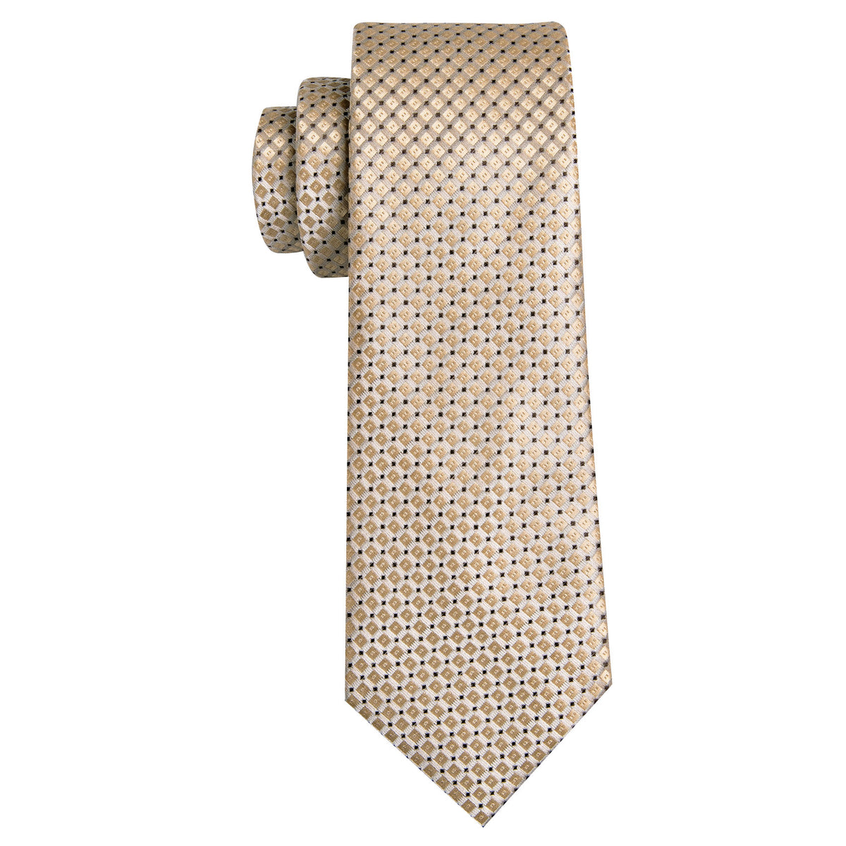 Brown Geometric Silk Tie, Pocket Square and Cufflinks tie sets - Sophisticated Gentlemen