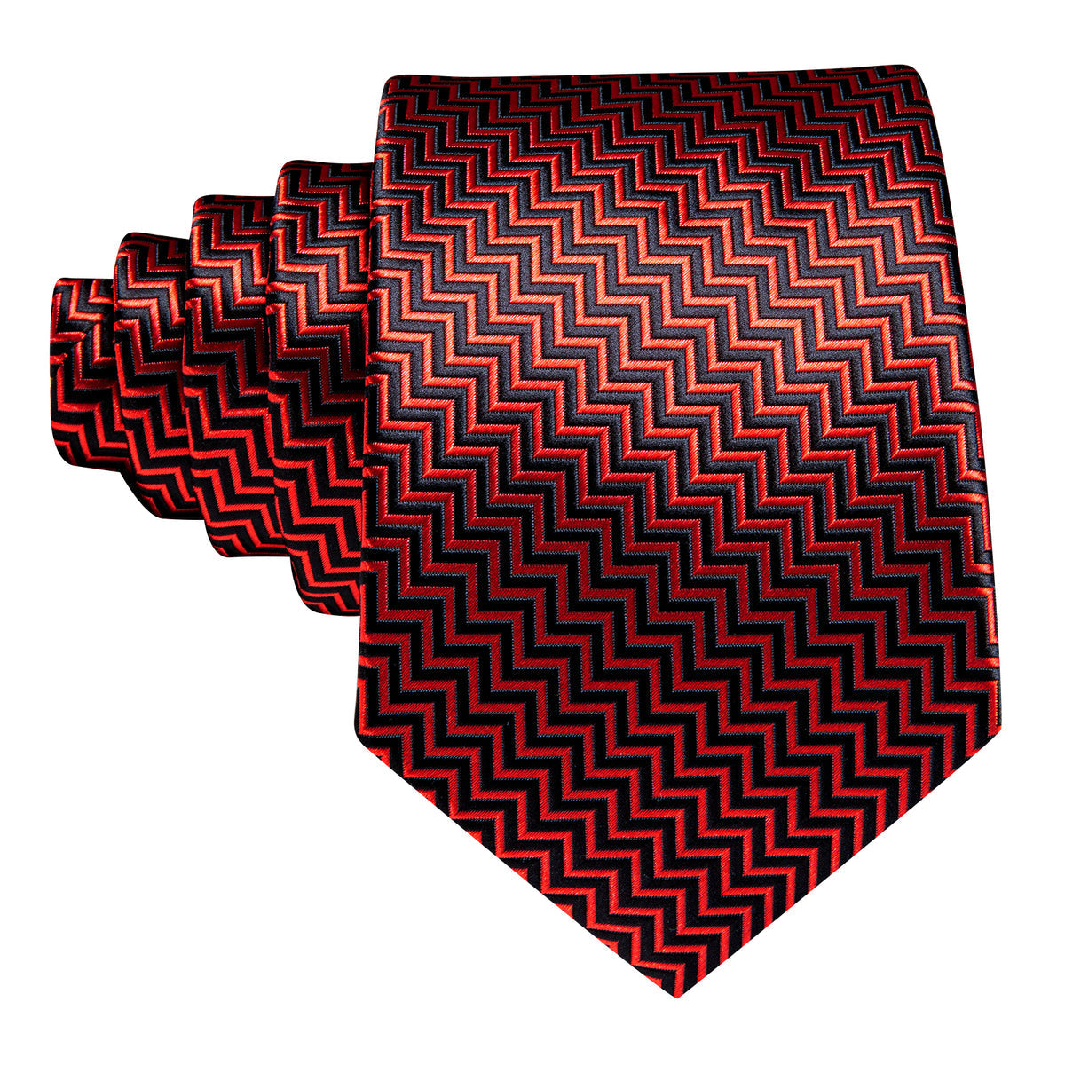 Red Black Striped Silk Tie, Pocket Square and Cufflinks Set tie sets - Sophisticated Gentlemen