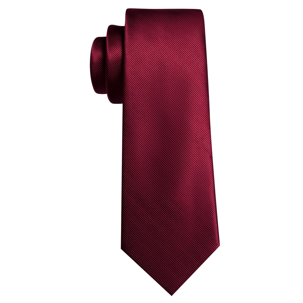 Burgundy Red Solid Tie, Pocket Square and Cufflinks Set tie sets - Sophisticated Gentlemen