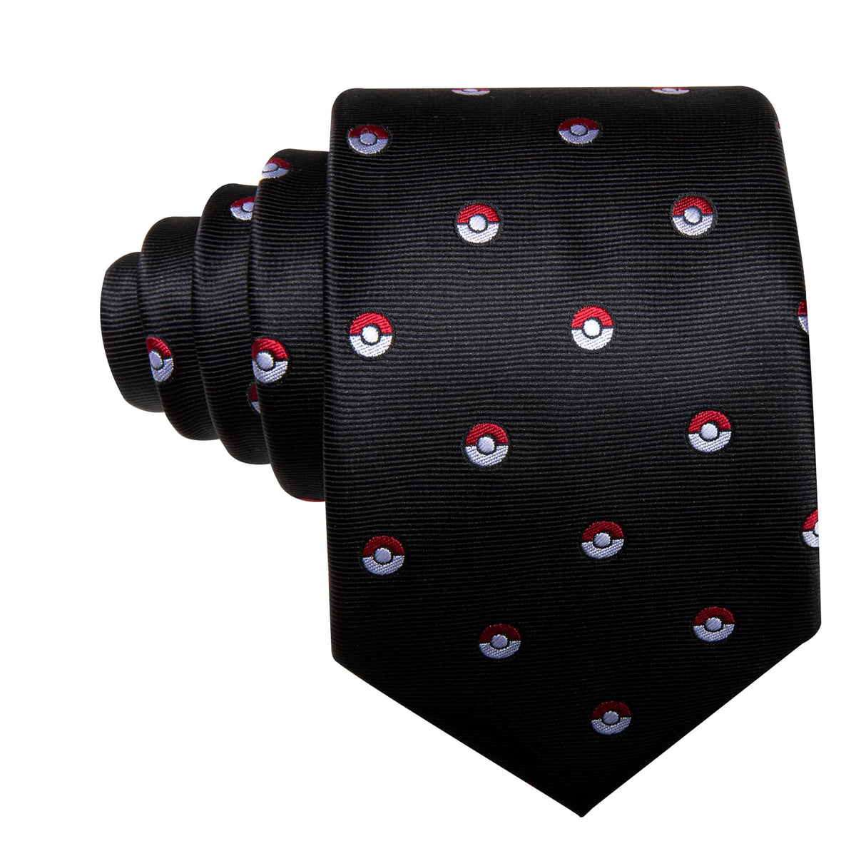 Black Pokemon Pattern Novelty Tie, Pocket Square and Cufflinks Set tie sets - Sophisticated Gentlemen