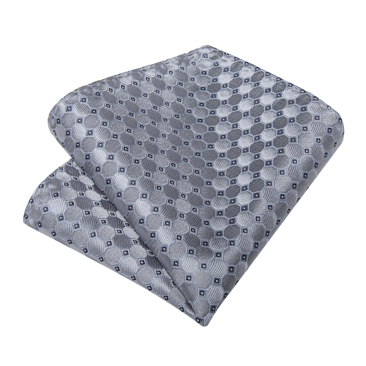 Silver Geometric Tie, Pocket Square, Cufflinks and Tie Clip tie sets - Sophisticated Gentlemen
