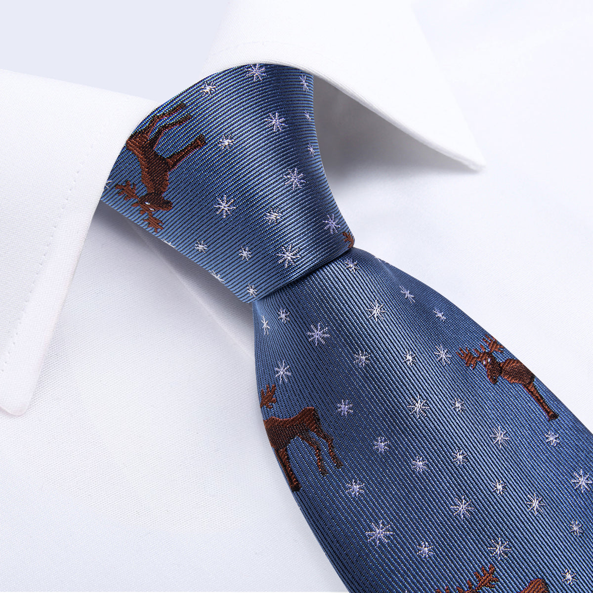 Deers and Snowflakes Tie, Pocket Square, Cufflinks and Tie Clip tie sets - Sophisticated Gentlemen