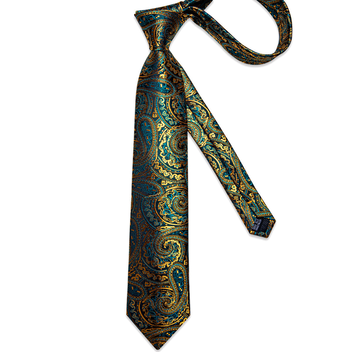 Green and Yellow Paisley Silk Tie, Pocket Square and Cufflinks tie sets    - Sophisticated Gentlemen