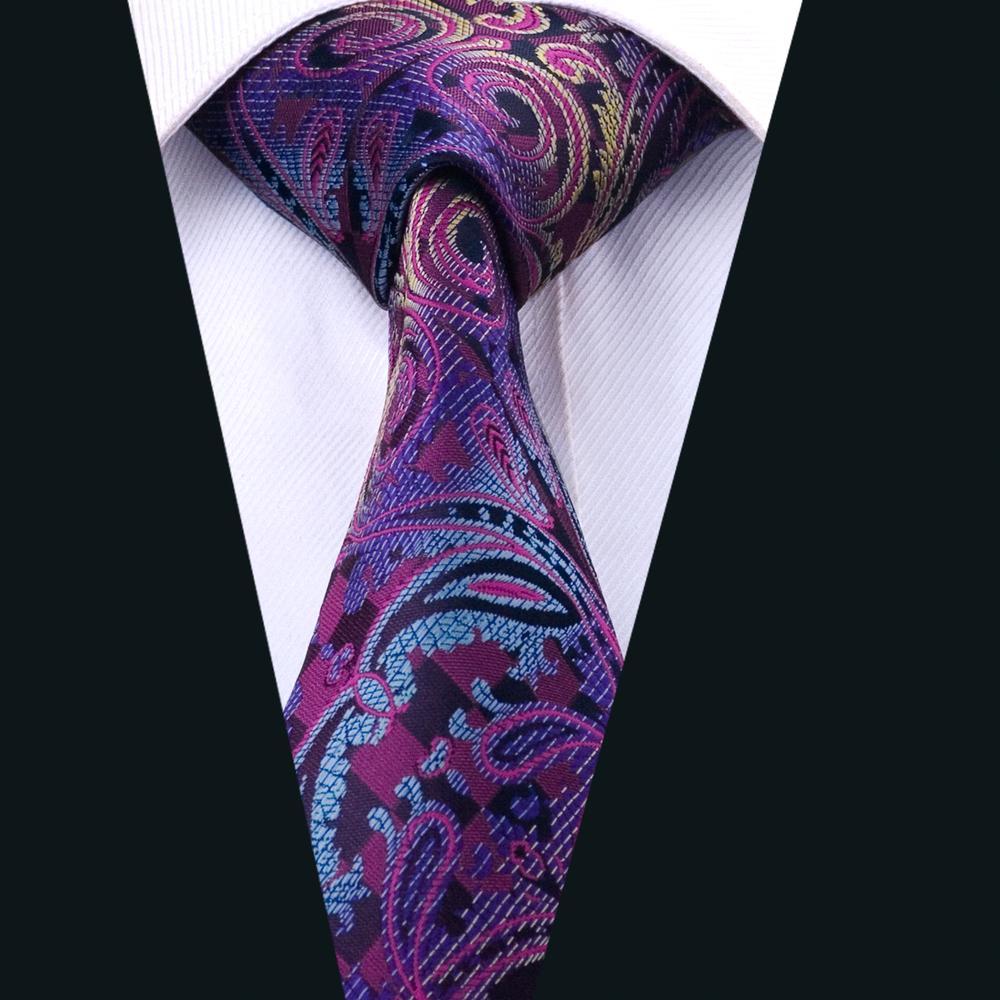 Blue Purple Paisley Silk Tie, Pocket Square and Cufflinks Set tie sets - Sophisticated Gentlemen